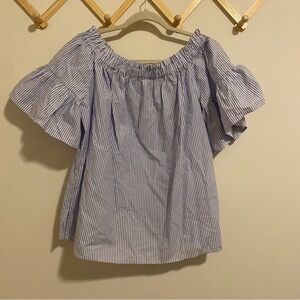 NWT Kate Spade Blue and White Striped Blouse size Medium